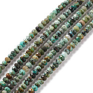 Natural African Turquoise(Jasper) Beads Strands, Faceted, Rondelle, 4x3mm, Hole: 0.8mm, about 126pcs/strand, 15.47 inch(39.3cm)(G-F717-02B)