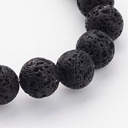 Natural Lava Rock Beads Strands, Round, Black, 8mm, Hole: 2mm, about 47pcs/strand, 15 inch。(G434-1B)