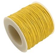 Waxed Cotton Thread Cords, Yellow, 1mm, about 100yards/roll(YC-R003-1.0mm-110)