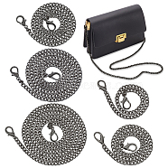 WADORN 5Pcs 5 Style Purse Chains, Iron Curb Chain Bag Straps, with Alloy Lobster Clasp, Gunmetal, 29.7~120cm, 1pc/style(FIND-WR0009-65B)