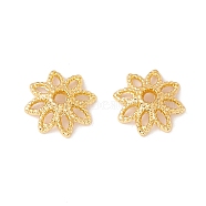 Multi-Petal Brass Bead Caps, Cadmium Free & Lead Free & Nickle Free, Flower, Real 18K Gold Plated, 10x3mm, Hole: 1.5mm(KK-A162-05G)