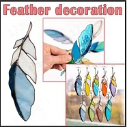 Feather Stained Acrylic Window Planel, for Suncatchers Window Home Hanging Ornaments, Light Sky Blue, 170x45mm(STGL-PW0001-25C)