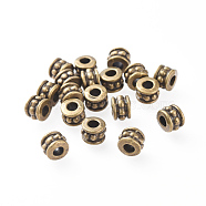 Tibetan Style Beads, Alloy Beads, Lead Free & Cadmium Free, Column, Antique Bronze Color, 6x4.5mm, Hole: 2.5mm(MLF0031Y)