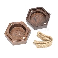 Hexagon Wood Rings Boxes, Wedding Ring Gift Case with Magnetic Clasps, Camel, 5x5.7x2.6cm(PW-WG17276-01)