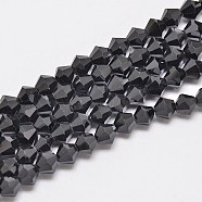 Imitate Austrian Crystal Bicone Glass Beads Strands, Grade AA, Faceted, Black, 5x5mm, Hole: 1mm, about 55pcs/strand, 26cm(GLAA-F029-5x5mm-02)