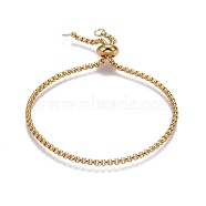 Adjustable 304 Stainless Steel Slider Bracelets, Bolo Bracelets, with Box Chains and Slider Stopper Beads, Golden, 9-1/2 inch(24cm), 2.5mm(X-BJEW-L653-002B-G)