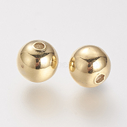 Brass Beads, Nickel Free, Real 18K Gold Plated, Round, 8mm, Hole: 2.5mm(X-KK-R037-190G)