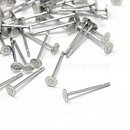 304 Stainless Steel Stud Earring Findings, Stainless Steel Color, 12x3mm, Pin: 0.7mm(STAS-E025-8)