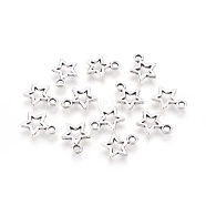 Tibetan Silver Pendants, Lead Free, Nickel Free and Cadmium Free, Star, Antique Silver, 10mm wide, 12mm long, hole: 2mm(LF0037Y-NF)