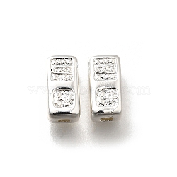 Brass Beads, Rectangle, Silver, 10.5x5x5.5mm, Hole: 1x1mm(KK-K378-71S)