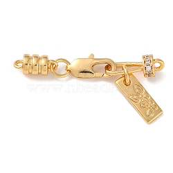 Brass Micro Pave Clear Cubic Zirconia Lobster Claw Clasp, Real 18K Gold Plated, 33.5mm(KK-C076-07G)