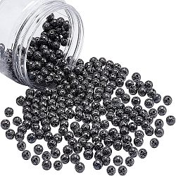 Electroplated Natural Lava Rock Beads, Round, Bumpy, Gunmetal Plated, 6~7mm, Hole: 1mm, 305pcs/box(G-NB0001-91A)