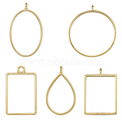 Alloy Open Back Bezel Big Pendants, For DIY UV Resin, Epoxy Resin, Pressed Flower Jewelry, Mixed Shapes, Golden, 25pcs/set(PALLOY-TA0001-30)