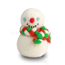Christmas Snowman Needle Felting Kit, including Instructions, 1Pc Foam, 3Pcs Needles, 5 Colors Wool, Mixed Color(DIY-I092-02)