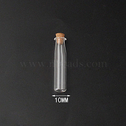 Mini High Borosilicate Glass Bottle Bead Containers Bead Containers, Wishing Bottle, with Cork Stopper, Clear, 4.8x1cm(BOTT-PW0001-261O)