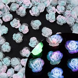 Luminous Resin Decoden Cabochons, Glow in the Dark, Flower, Deep Sky Blue, 7x7x3.5mm(RESI-K036-52)