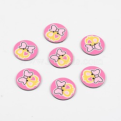2-Hole Flat Round with Lovely Skull Pattern Acrylic Buttons, Pink, 25x2mm, Hole: 2mm(BUTT-F055-02A)