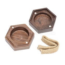 Hexagon Wood Rings Boxes, Wedding Ring Gift Case with Magnetic Clasps, Camel, 5x5.7x2.6cm(PW-WG17276-01)