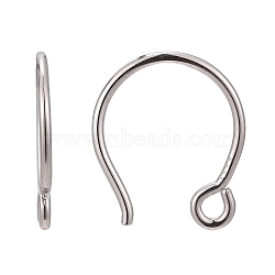 Anti-Tarnish Rhodium Plated 925 Sterling Silver Earring Hooks, Platinum, 12.3mm, Hole: 1mm, 20 Gauge, Pin: 0.8mm(STER-N0001-028)