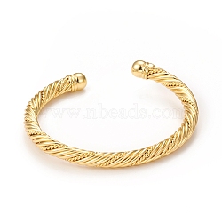 Rack Plating Brass Cuff Bangles, Long-Lasting Plated Twist Bangles for Women Men, Cadmium Free & Lead Free, Real 18K Gold Plated, Inner Diameter: 2-3/8 inch(6cm)(BJEW-E071-08G)