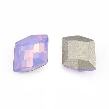K9 Glass Rhinestone Cabochons, Pointed Back & Back Plated, Faceted, Parallelogram, Violet, 12x10.5x5.5mm