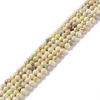 Natural Imperial Jasper Beads Strands, Dyed, Faceted, Round, Lemon Chiffon, 3~3.5mm, Hole: 0.7~0.8mm, about 126~137pcs/strand, 15.24~15.39 inch(38.7~39.1cm)