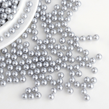 Imitation Pearl Acrylic Beads, No Hole, Round, Gray, 3mm, about 10000pcs/bag