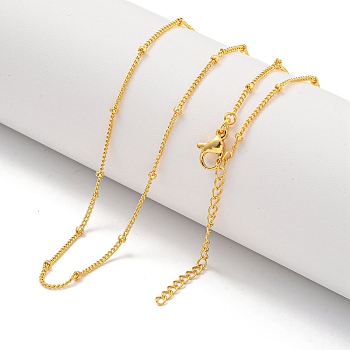 Round Brass Curb Chain Necklaces for Women, Real 24K Gold Plated, 18.03 inch(458mm)