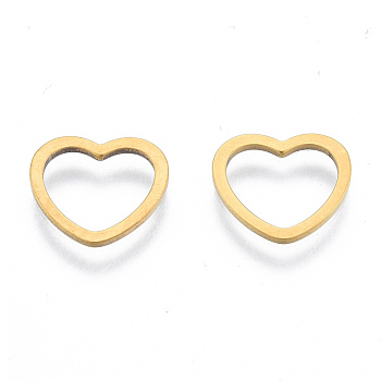 201 Stainless Steel Linking Rings, Heart, Golden, 11x12x1mm, Inner Diameter: 7.5x9.5mm