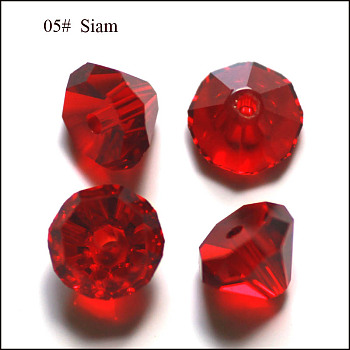 Imitation Austrian Crystal Beads, Grade AAA, Faceted, Diamond, Dark Red, 7x5mm, Hole: 0.9~1mm