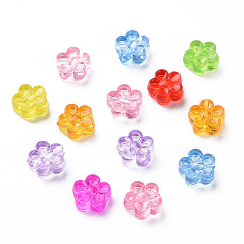 Transparent Acrylic Beads, Flower, Mixed Color, 8x8.5x3.5mm, Hole: 1.6mm, about 3305~3504pcs/500g