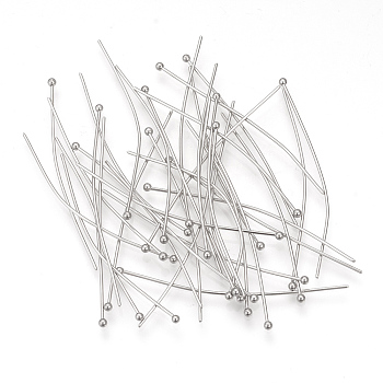 304 Stainless Steel Ball Head pins, Stainless Steel Color, 50x0.7mm, 21 Gauge, Head: 2mm