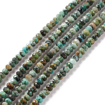 Natural African Turquoise(Jasper) Beads Strands, Faceted, Rondelle, 4x3mm, Hole: 0.8mm, about 126pcs/strand, 15.47 inch(39.3cm)