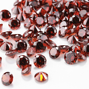 Diamond Shaped Cubic Zirconia Pointed Back Cabochons, Faceted, Dark Red, 12mm