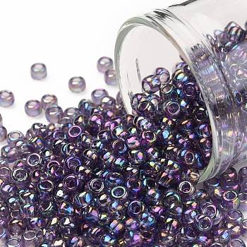 TOHO Round Seed Beads, Japanese Seed Beads, (166D) Transparent AB Sugar Plum, 8/0, 3mm, Hole: 1mm, about 1110pcs/50g