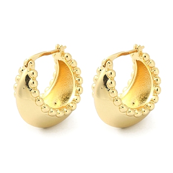 Rack Plating Brass Crescent Moon Hoop Earrings for Women, Lead Free & Cadmium Free, Real 18K Gold Plated, 24x14x24mm