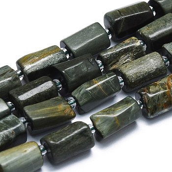 Natural Eagle Eye Stone Beads Strands, with Seed Beads, Faceted, Column, 12~13x6~8x6~8mm, Hole: 1mm, about 28pcs/strand, 15.55''~15.75'(39.5~40cm)