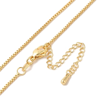 Brass Box Chain Necklaces, Real 18K Gold Plated, 15.79x0.05 inch(40.1x0.12cm)