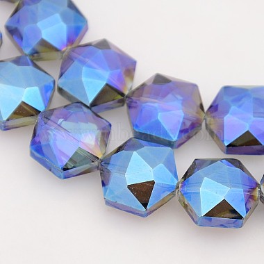 Hexagonale electroplate pleine arc plaqué perles de verre brins(EGLA-P015-F08)-2