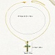 Brass Cubic Zirconia Cross Pendant Cable Chain Necklaces(QJ6360-3)-1