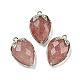 pendentifs à facettes en quartz fraise naturel(G-M431-06P-06)-1