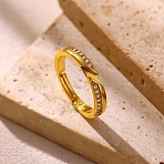 Adjustable Brass Micro Pave Cubic Zirconia Cuff Open Rings for Women, Golden, 3mm, Inner Diameter: 17mm(RJEW-F217-02G)