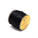 Round Nylon Satin Rattail Cord, for Bracelet Jewelry Making Chinese Knotting Macrame Craft, Black, 1mm, 60m/roll(NWIR-WH0017-01)