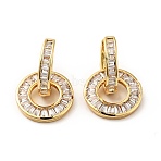 Clear Cubic Zirconia Interlocking Double Ring Dangle Hoop Earrings, Rack Plating Brass Jewelry for Women, Real 18K Gold Plated, 24mm, Pin: 0.8mm(EJEW-F288-12G)