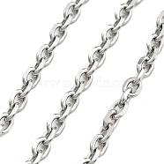 Ion Plating(IP) 304 Stainless Steel Cable Chains, Unwelded, with Spool, Stainless Steel Color, 5x3.7x1mm(CHS-H026-15P)