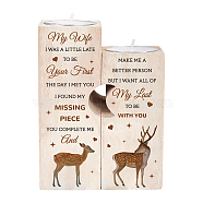 SUPERDANT Love Series Wooden Candle Holder and Candles Set, for Home Decorations, Rectangle with Word, Reindeer Pattern, 2sets/bag(AJEW-SD0001-14A)