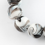 Handmade Lampwork Beads, Round, Coconut Brown, 14mm, Hole: 1~2mm(X-LAMP-R111-03)