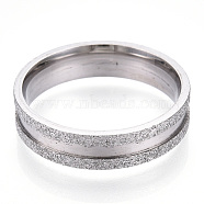 201 Stainless Steel Grooved Finger Ring for Men Women, Stainless Steel Color, US Size 12 3/4(22mm), Wide: 6mm(STAS-WH0039-05G-P)