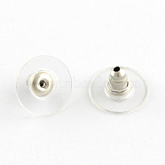 304 Stainless Steel Bullet Clutch Earring Backs, with Plastic Pads, Ear Nuts, Stainless Steel Color, 11.5x6mm, Hole: 0.8mm(STAS-Q189-02)