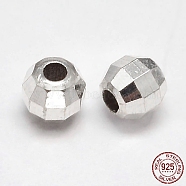 Faceted Round 925 Sterling Silver Beads, Silver, 2mm, Hole: 0.8mm, about 1000pcs/20g(STER-F012-02A)